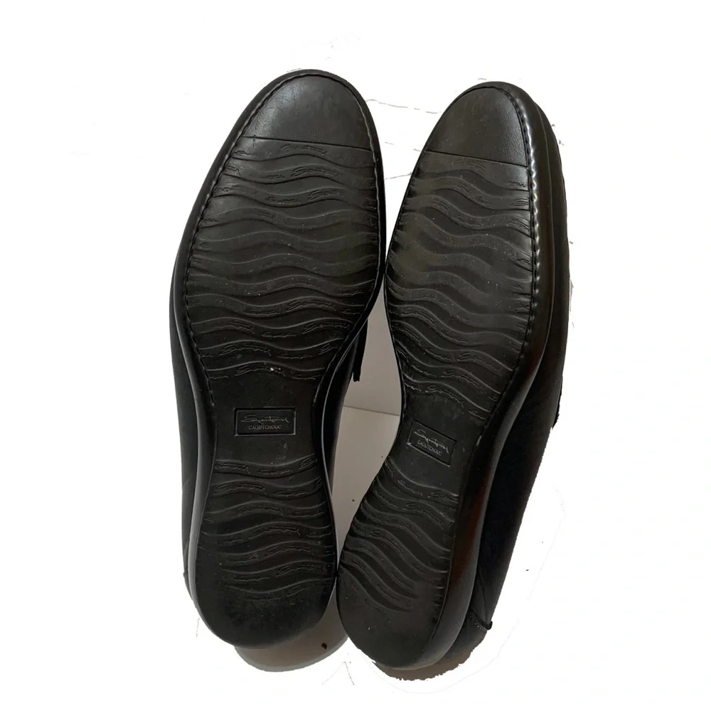 7 / Santoni Black Leather Loafers